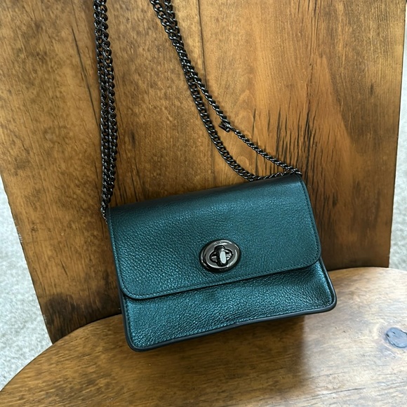 Coach Bags Coach Small Metallic Green Chain Shoulder Bag Nwt Poshmark